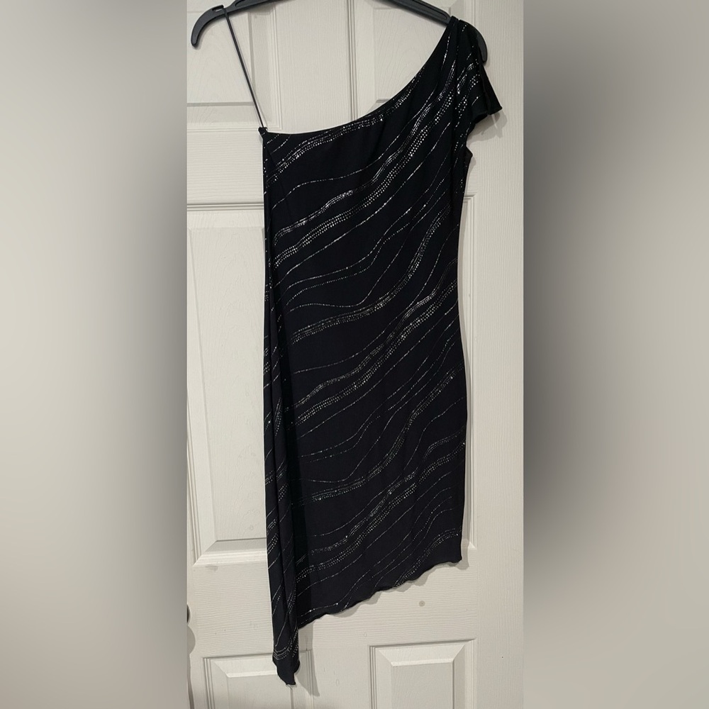 Elegant Little Black Dress with Silver Accents